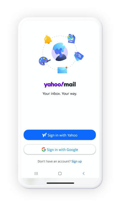 An organized email inbox using Currently, from AT&T powered by Yahoo Mail