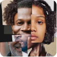 Black faces collage fragmented widget
