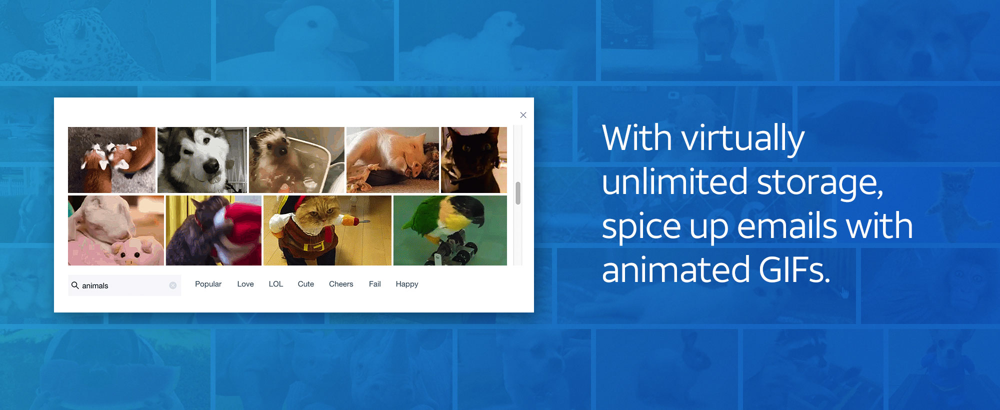 With virtually unlimited storage, spice up with your Currently, from AT&T email with animated gifs